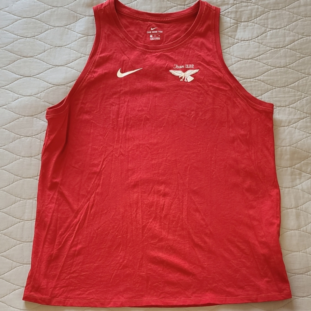 NWOT Nike 100% Organic Cotton USA Olympic Tank - Red/White, Size L & XL